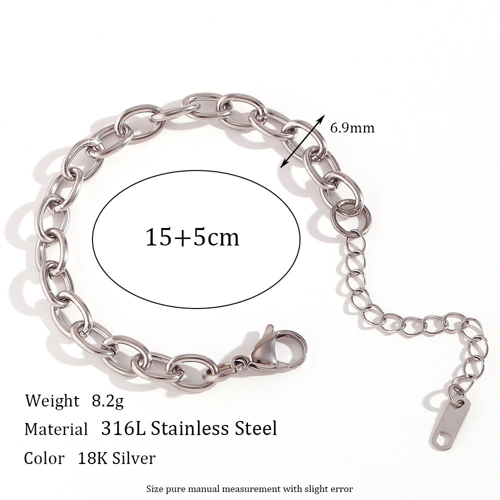 Women's Simple Fashion Personality Titanium Steel Choker Stainless Chain Pearl Bracelets