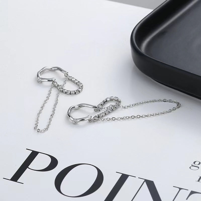Chain Diamond Ear Clip Female Summer Stud Earrings