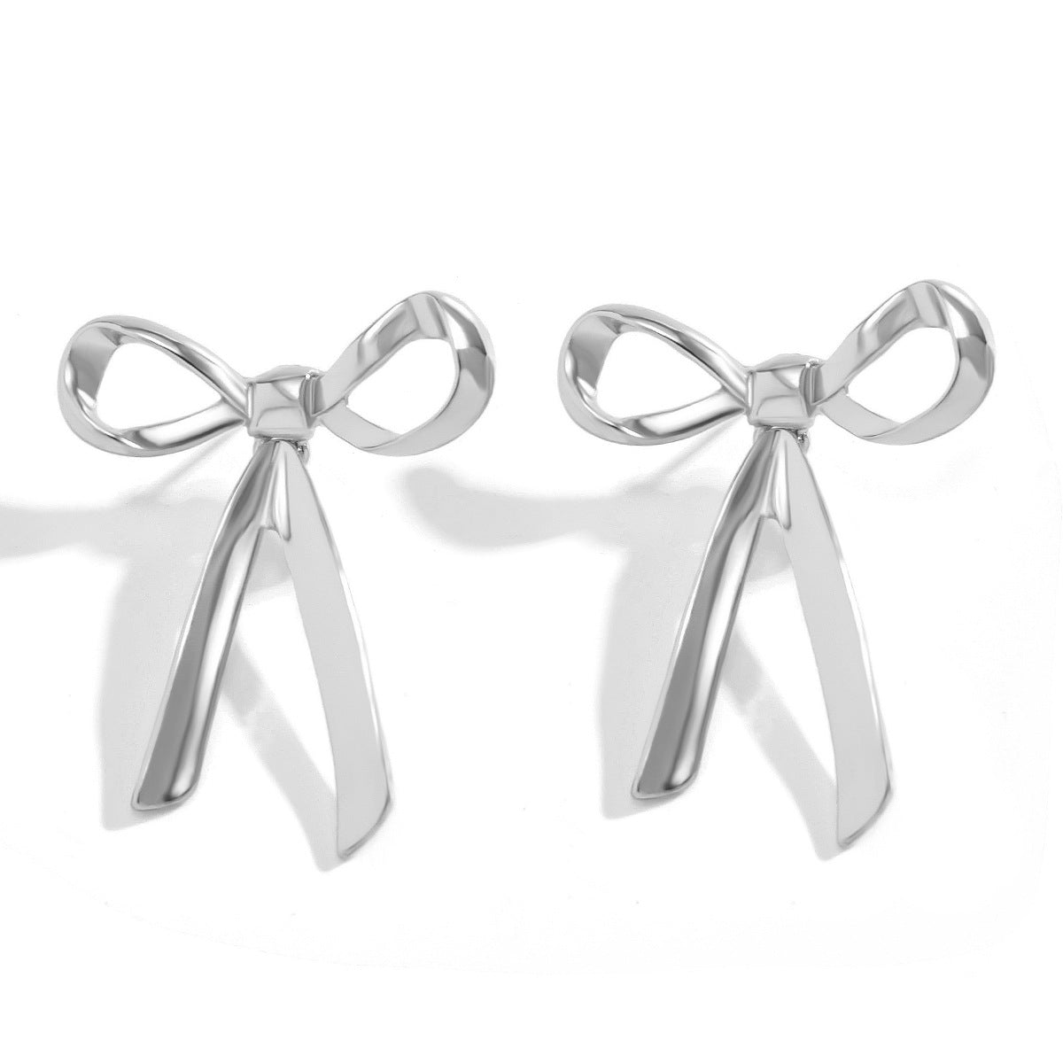 Women's Bow Metal Ribbon Knotted Snake Bones Earrings