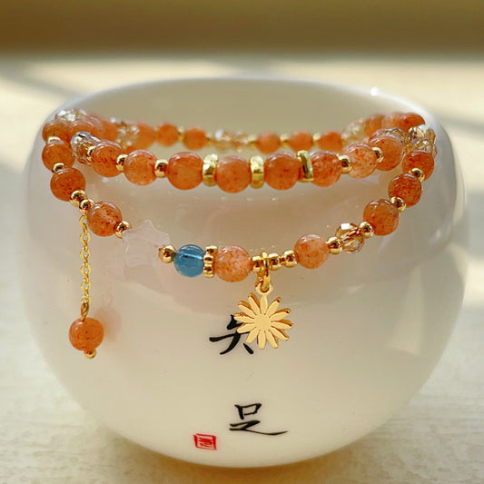 Golden Strawberry Crystal Austrian Double Adjustable Bracelets