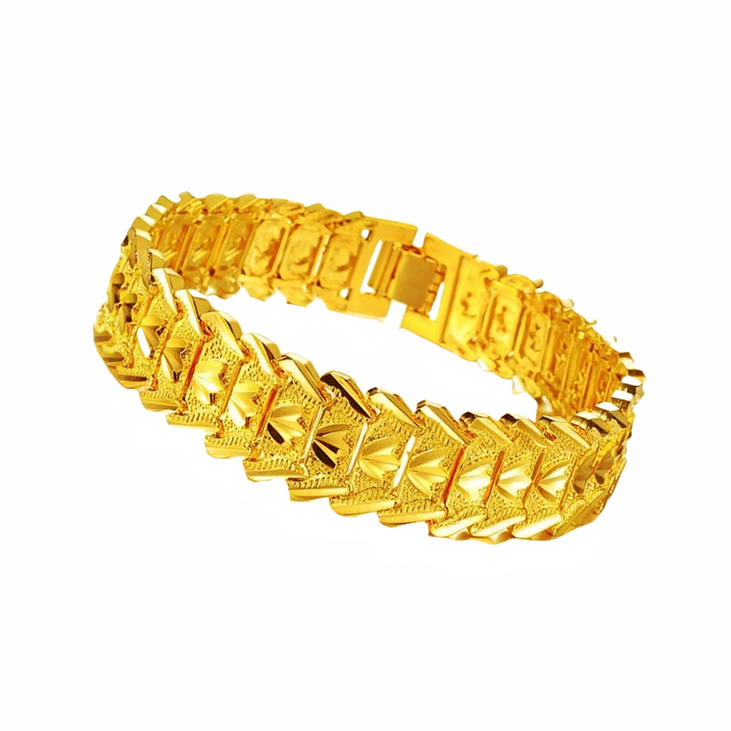 Men's Heart-shaped Gold Plated Ornament Copper Plating Wide Version Carven Bracelets