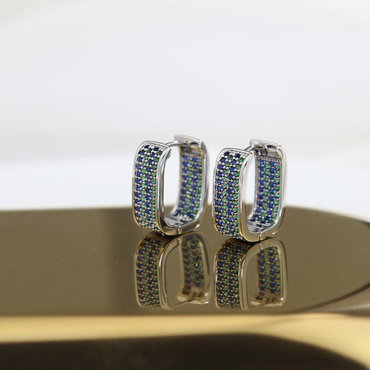 Luxury Style Geometric Simple Female Micro Inlaid Zirconium Unique Design Earrings