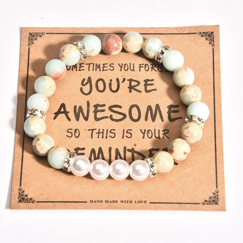 Listed Stone Pink Zebra Elastic String Imitation Bracelets