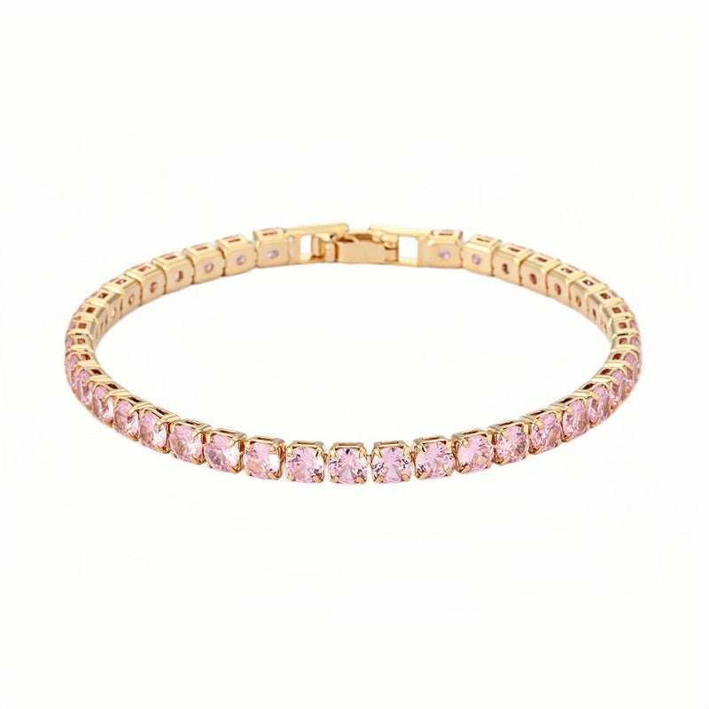 Women's & Men's Hip Hop Gold Zircon Chain Simple Bracelet