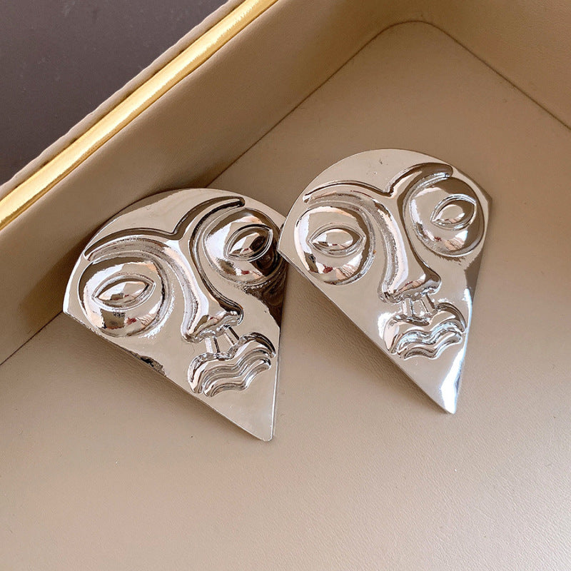 Women's Needle Round Curved Geometric Ear Retro Personalized Temperamental Light Luxury Earrings