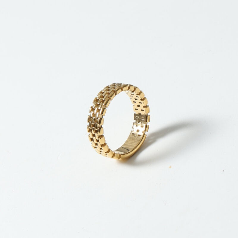 Mesh Chain Titanium Steel Gold Plating Rings