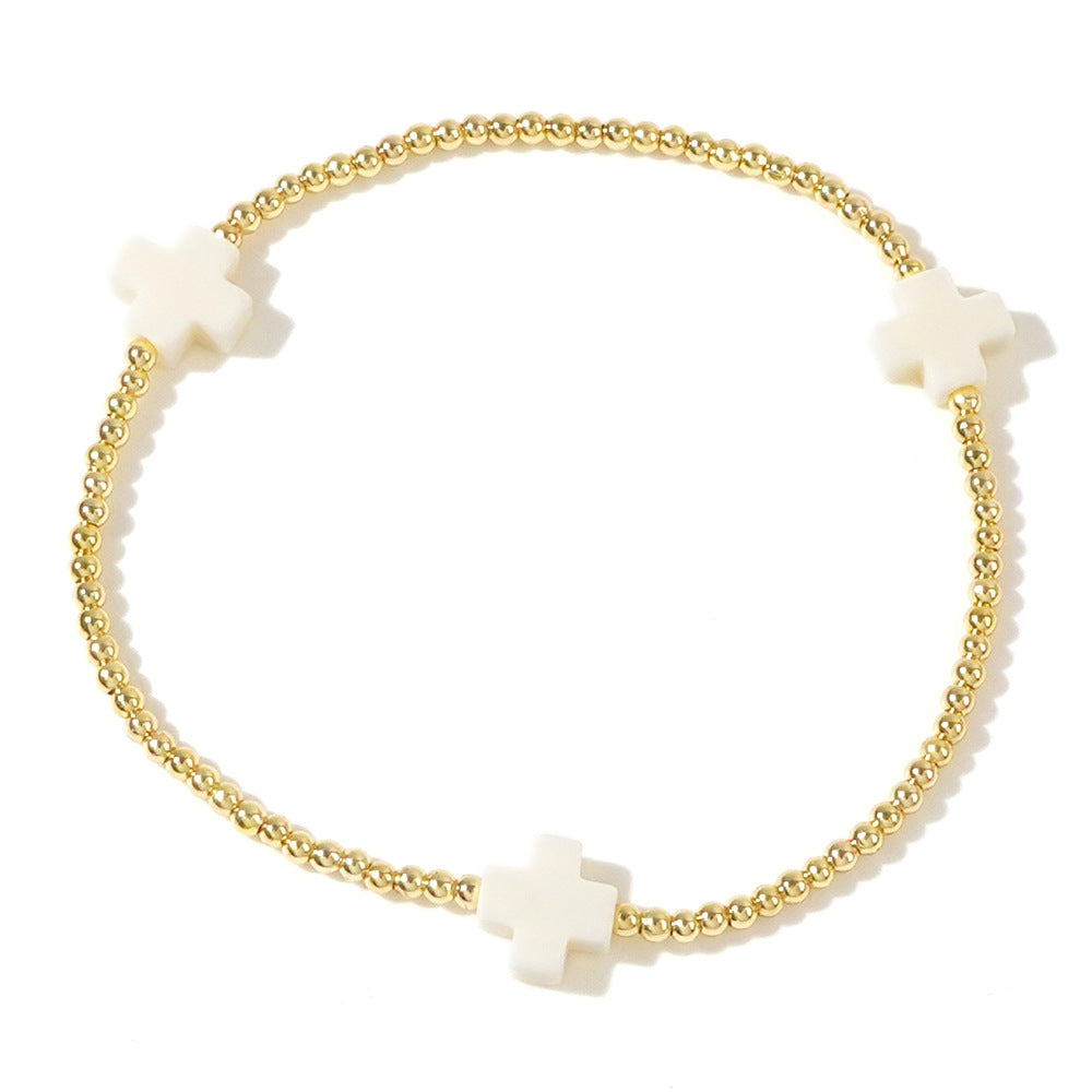 Fashion Cross Metal Copper Bead Beaded Bracelets