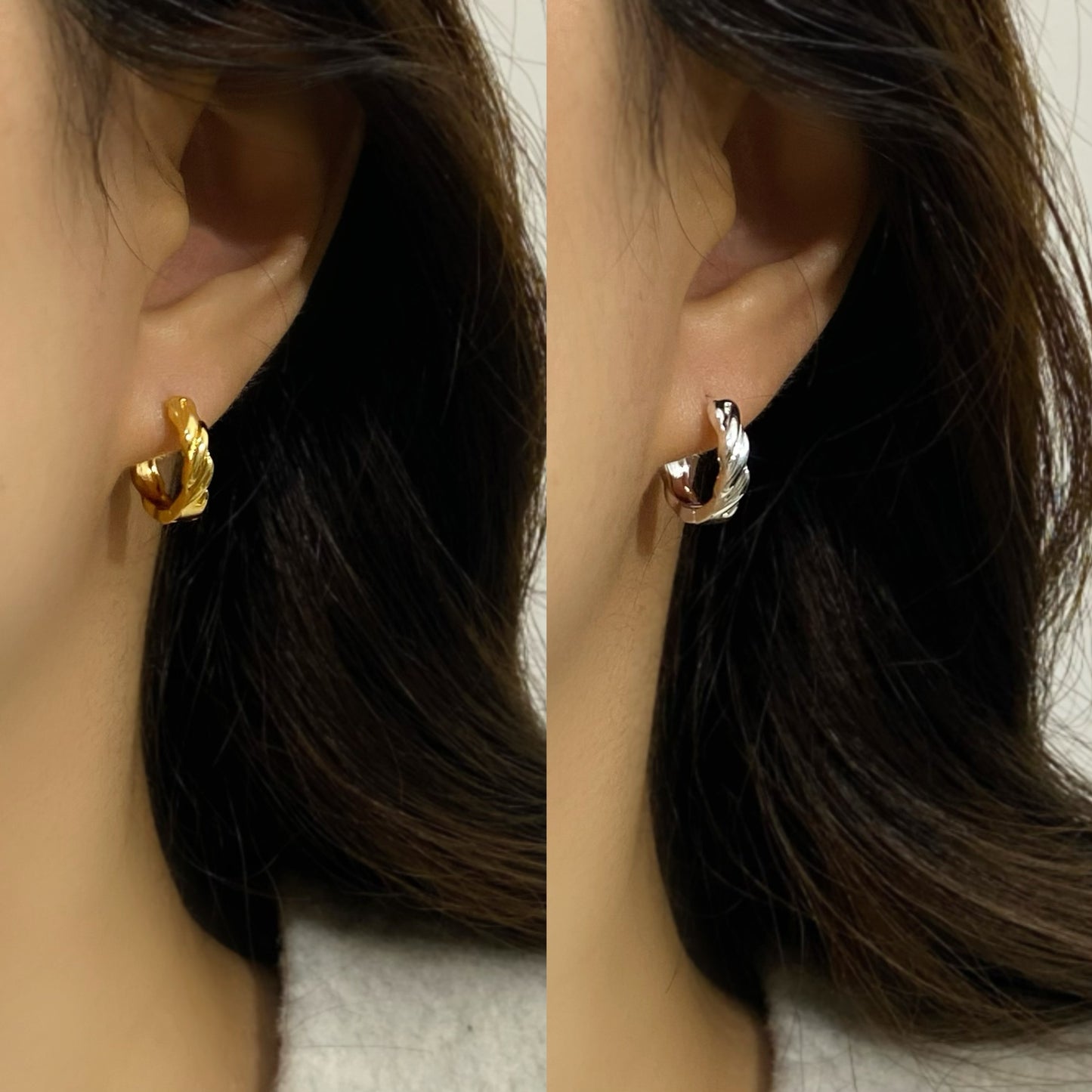 Women's Copper Plated Real Gold Korean Style Simple Diamond Plaid Glossy Ear Buckle