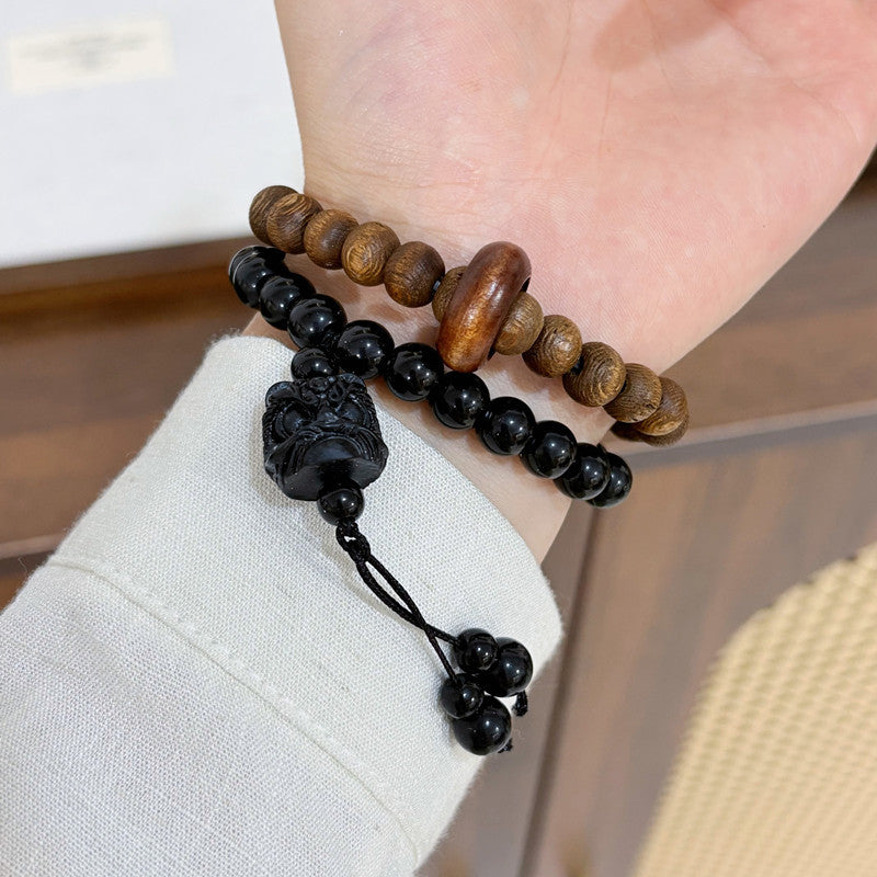Frame Glass Bead Double Circle Niche National Style Advanced Bracelet