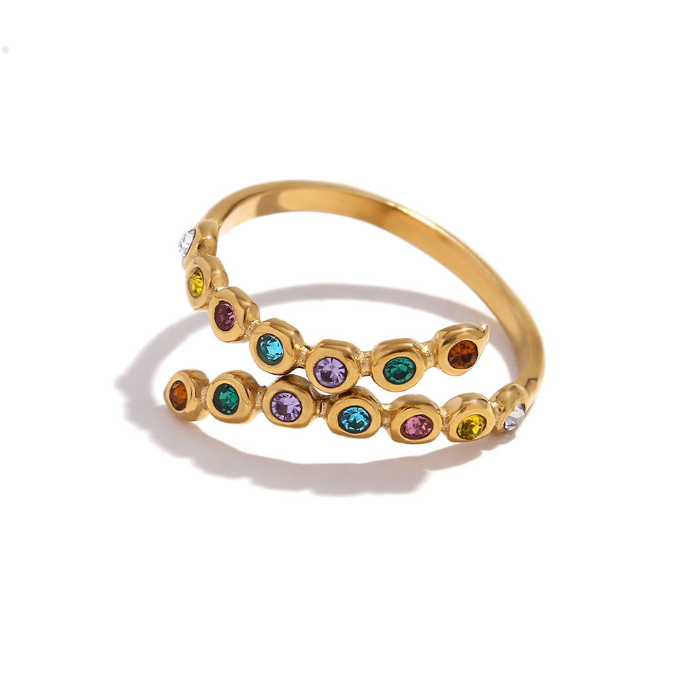 Women's Stainless Steel Gold Plated Cross Open Ring
