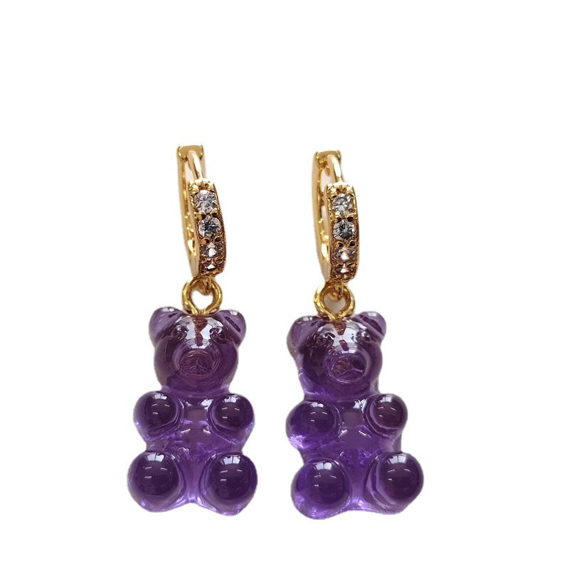 Women's Niche Bear Soft Candy Color Ear Rings