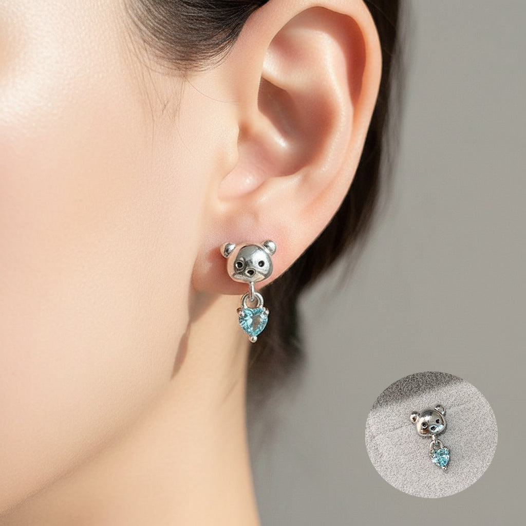 Flash Zircon Planet Surrounding Love Ear Bone Titanium Steel Stud Earrings