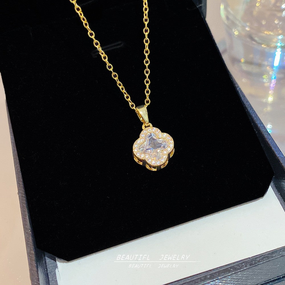 Women's Minority Simple Fashionable Elegant Zircon Clavicle Chain Titanium Steel Accessory Necklace
