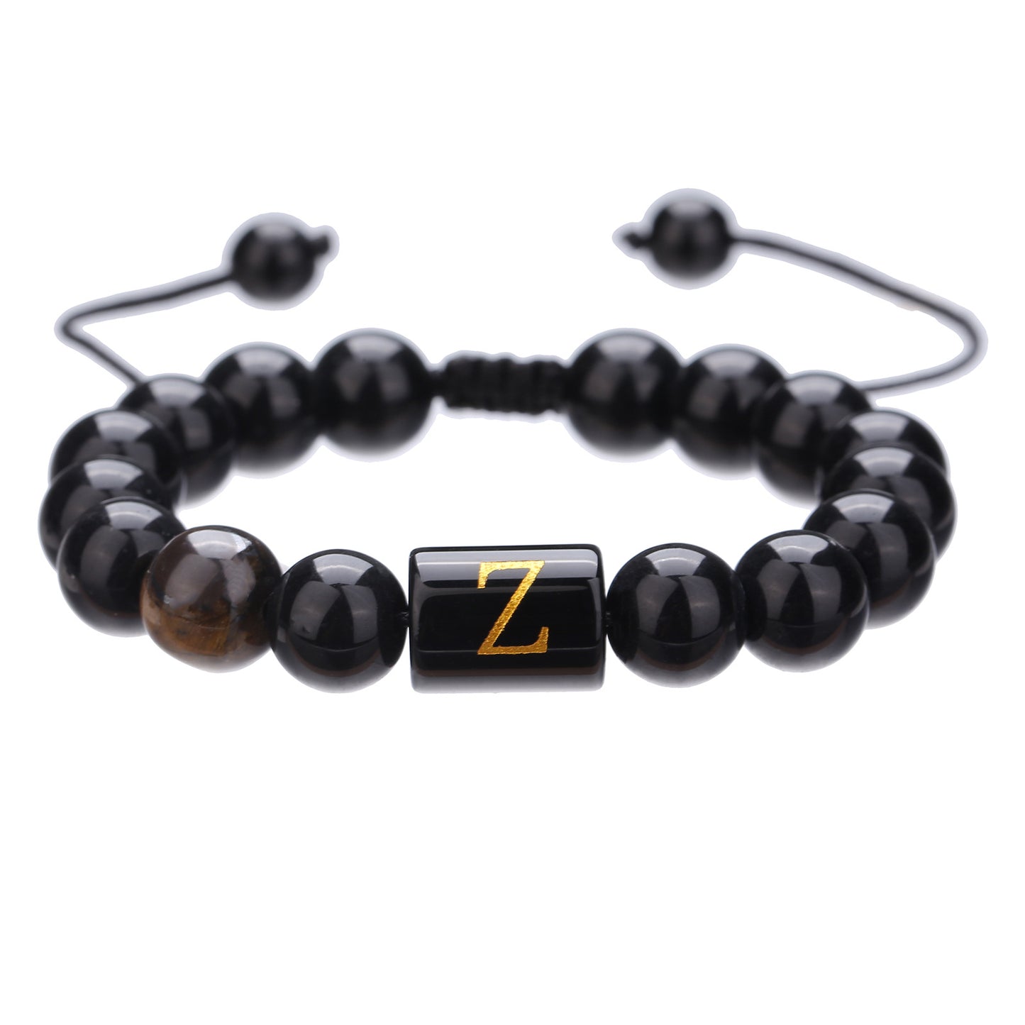 Live Streaming Black Agate Beads Male Letter Bracelets