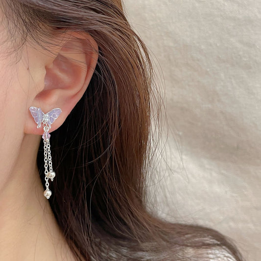 Women's Butterfly Sier Fresh Sweet Exquisite Refined Earrings