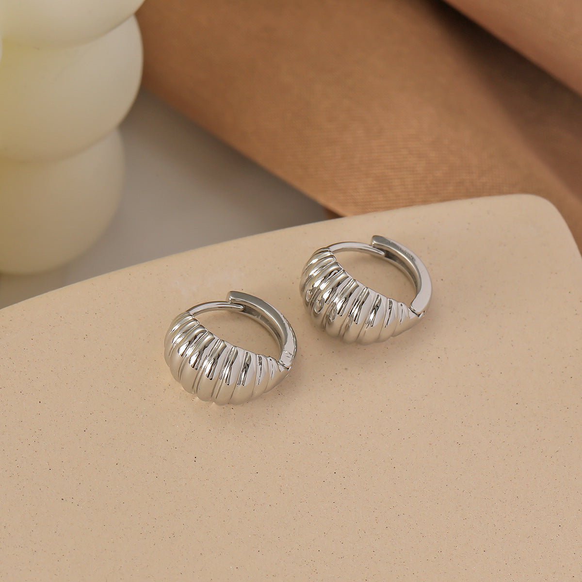 Women's Summer Sterling Sier Glossy Clip High-grade Bamboo Style Light Rings