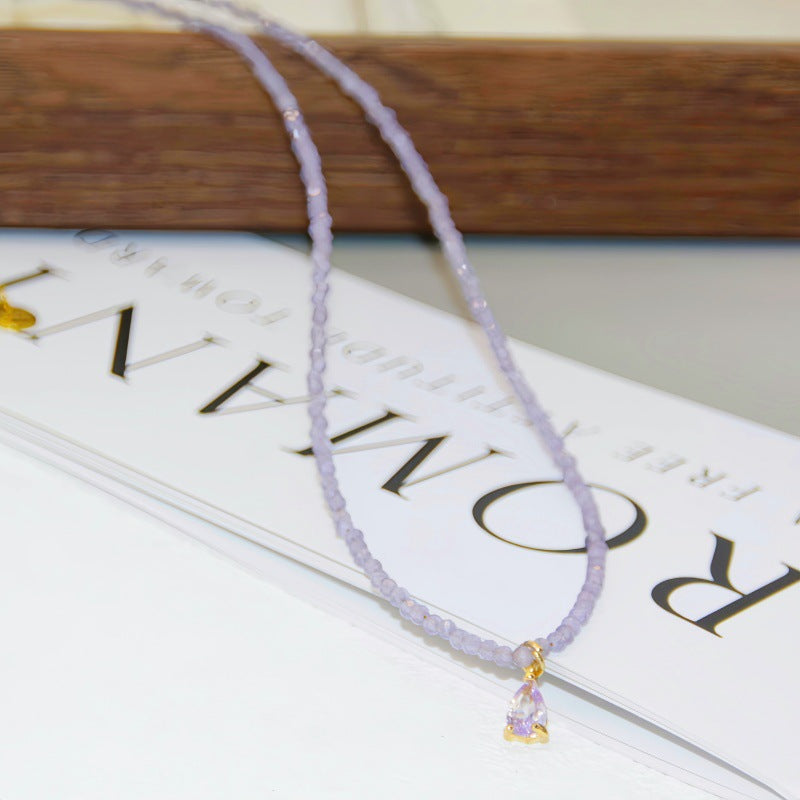 Women's Champagne Geometric Moissanite Clavicle Chain Light Luxury Minority Necklace