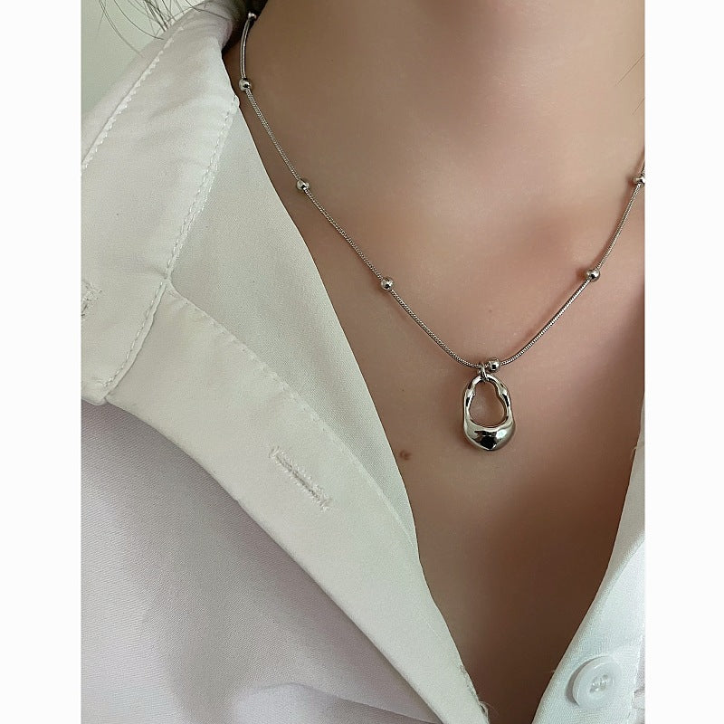 Geometric Drop-shaped Titanium Steel Light Luxury Minority Simple Abstraction Temperament Necklace