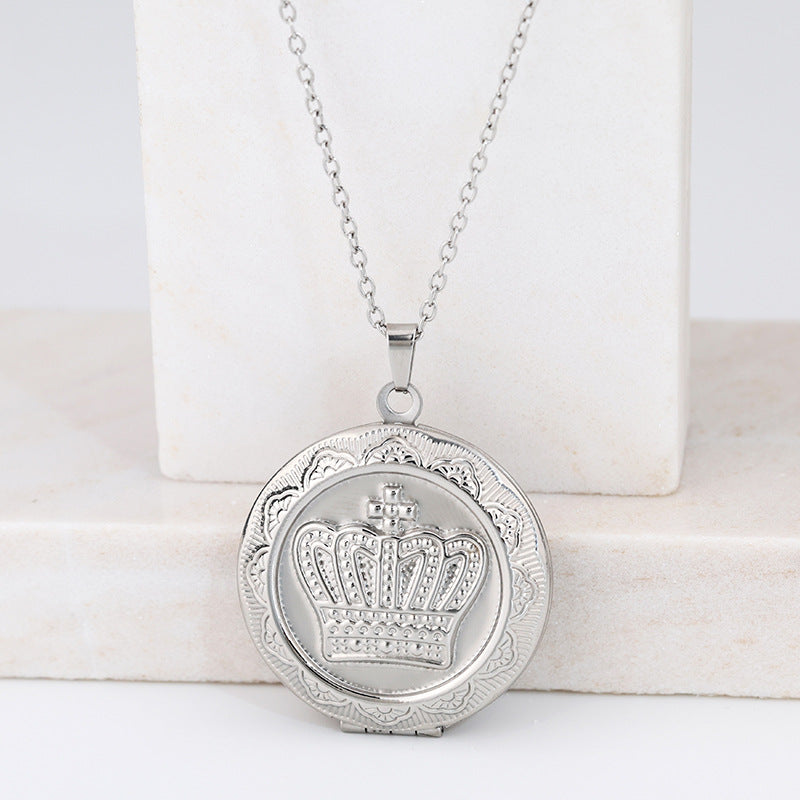 Steel Box Carved Personalized Creative Lucky Necklace