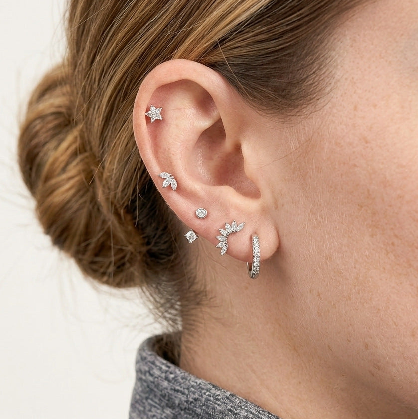 Stainless Steel Zircon Light Luxury High-grade Ear Titanium Rings