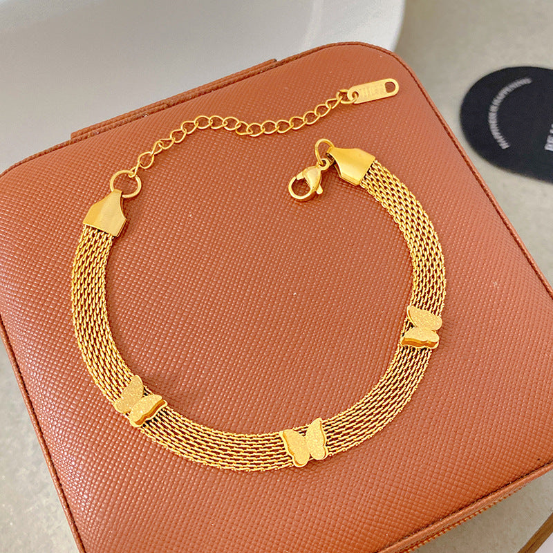 Light Luxury Micro Inlaid Zircon Woven Wire Mesh Fashion Temperament Bracelet