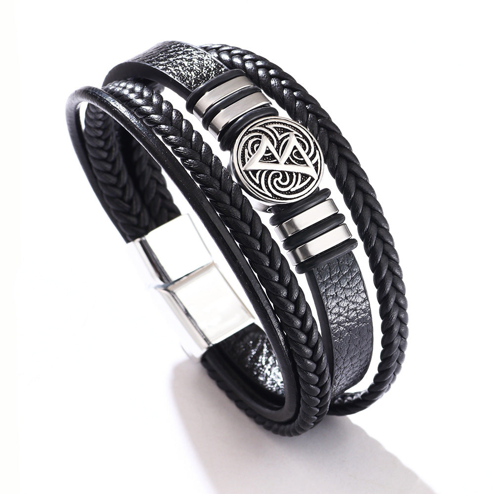 Men's Man Personality Wild Woven Leather Scripture Bracelet