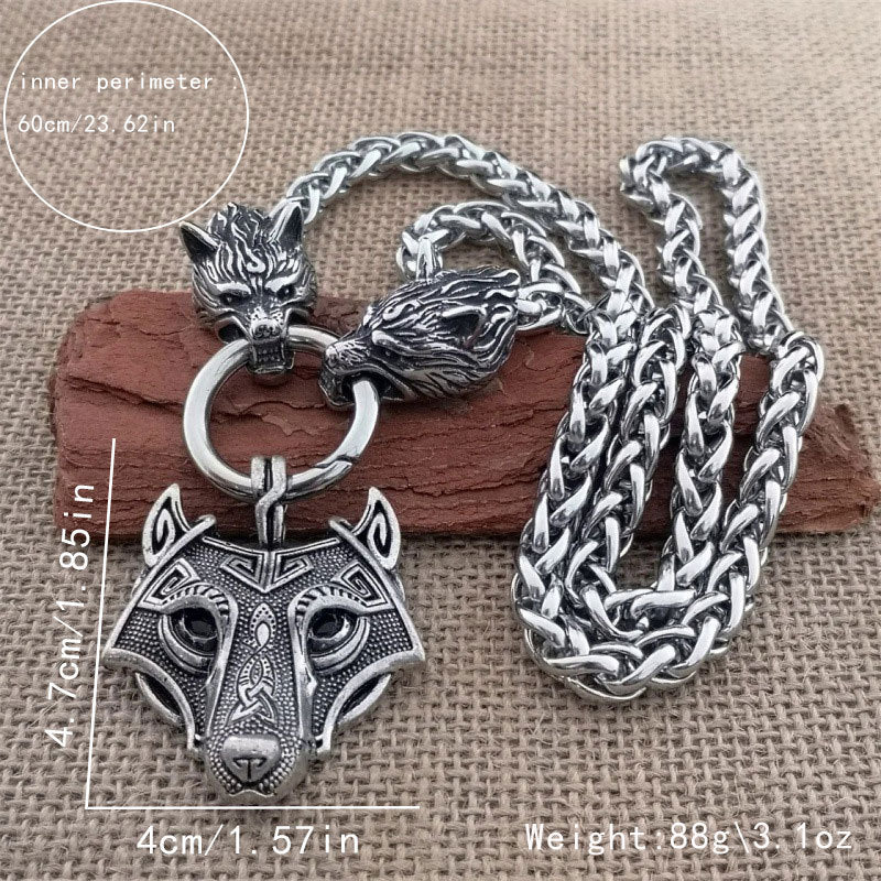 Men's Nordic Viking Impactor Wolf Head Domineering Norwegian Necklaces