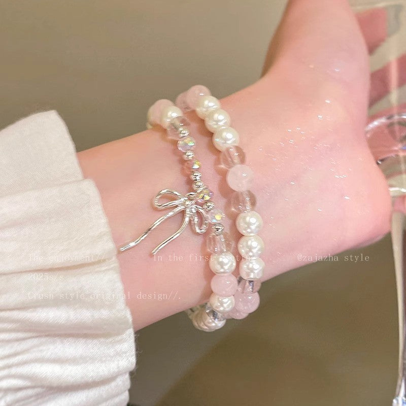 Retro Purple Imitation Pearl High Sense Design Bracelet