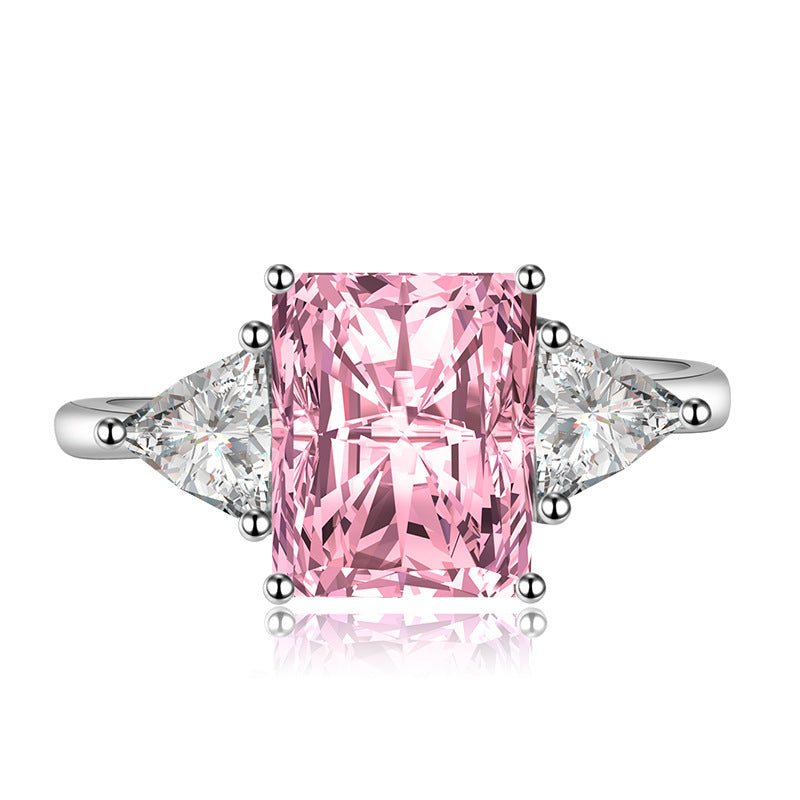 Square Diamond Female Geometric Triangle Open Engagement Rings