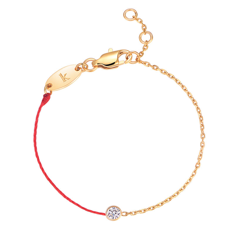Sier Single Diamond Red Rope Female Cute Bracelets