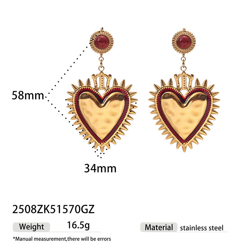 Vintage Style Love Heart Inlaid Gem Rings
