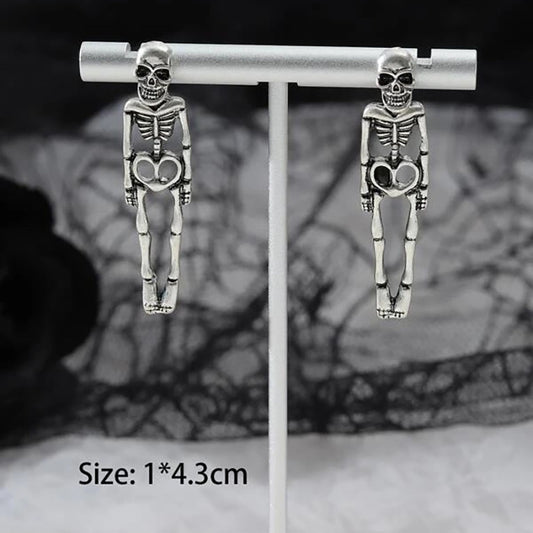 Hop Skull Human Skeleton Halloween Funny Earrings