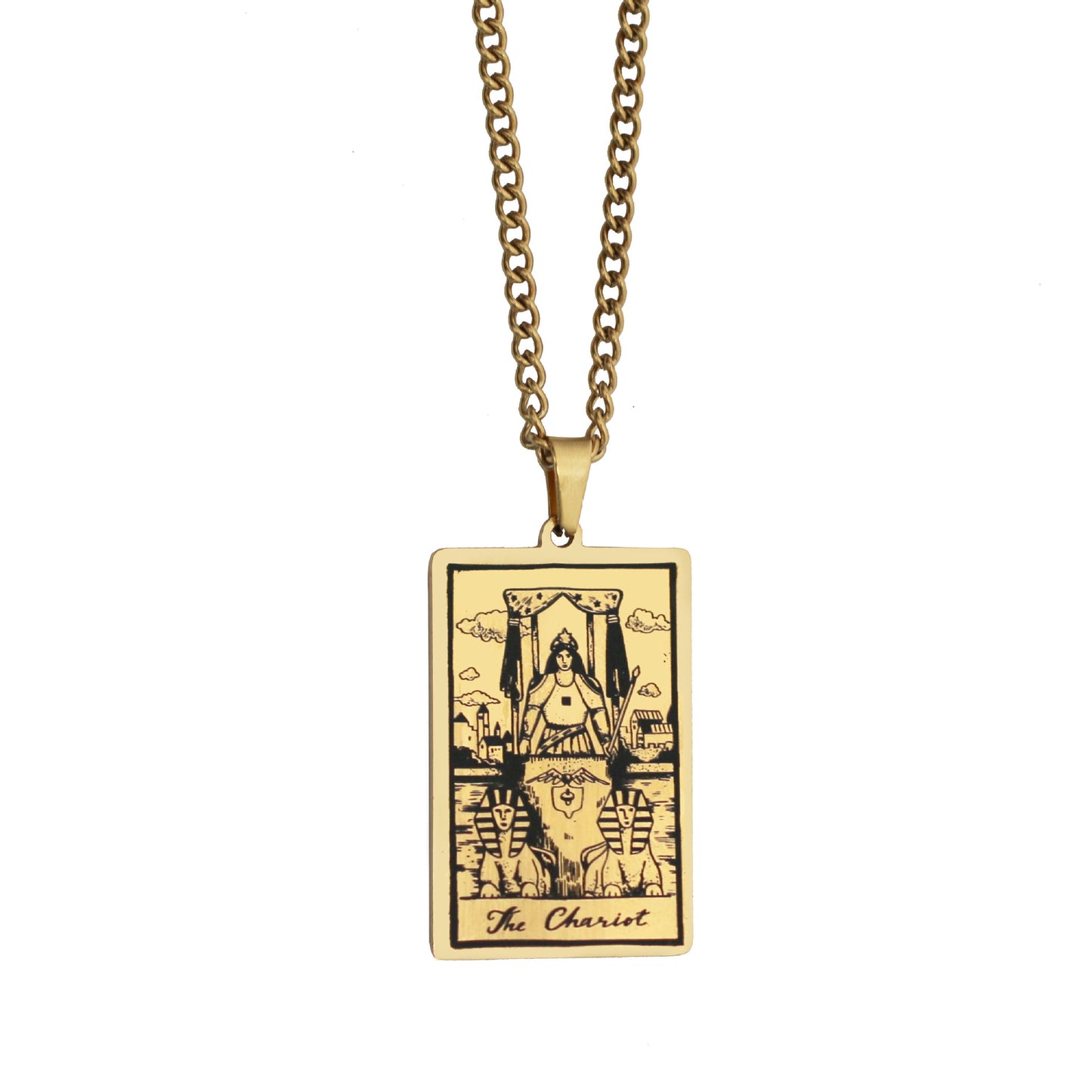 Zhang Tarot Titanium Steel Retro Rectangular Necklaces