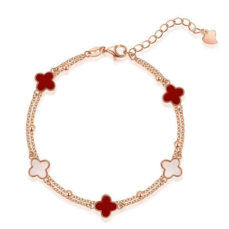 High Quality Four-leaf Clover Double Layer Wrist Female Bracelet