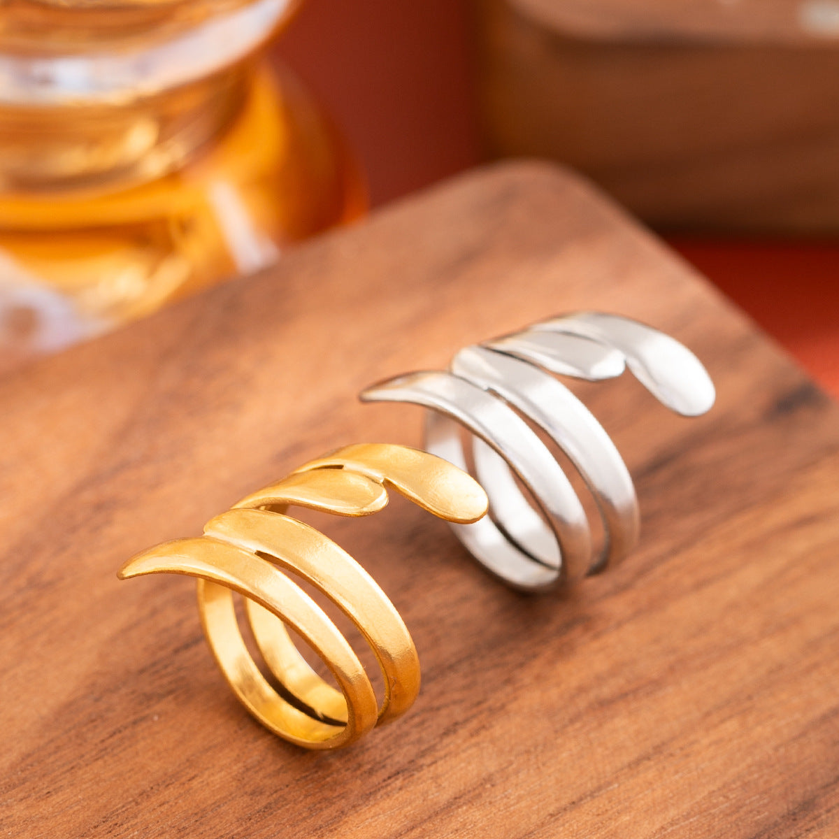 Line Stainless Steel Open Geometric Oil Ring