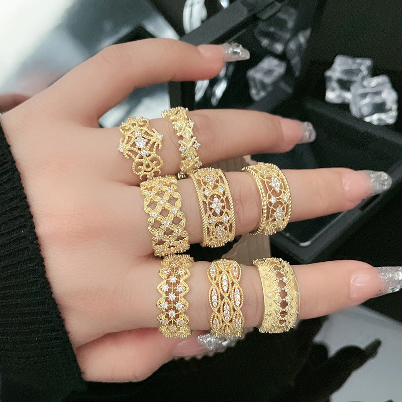 Style Retro Lace Hollow High-grade Open Rings