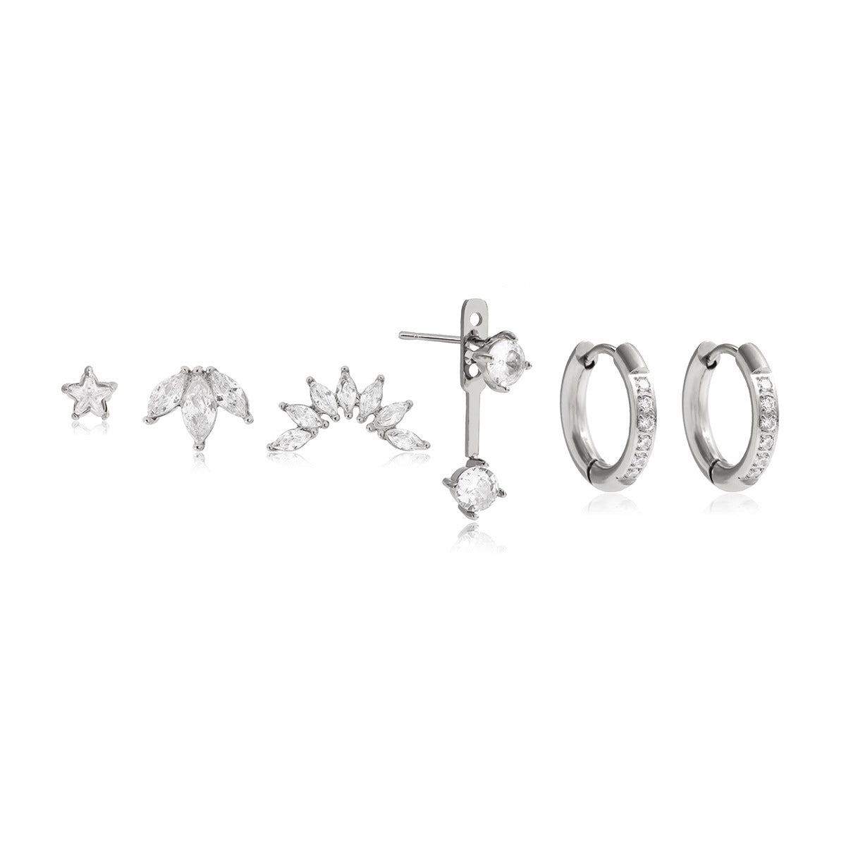 Stainless Steel Zircon Light Luxury High-grade Ear Titanium Rings