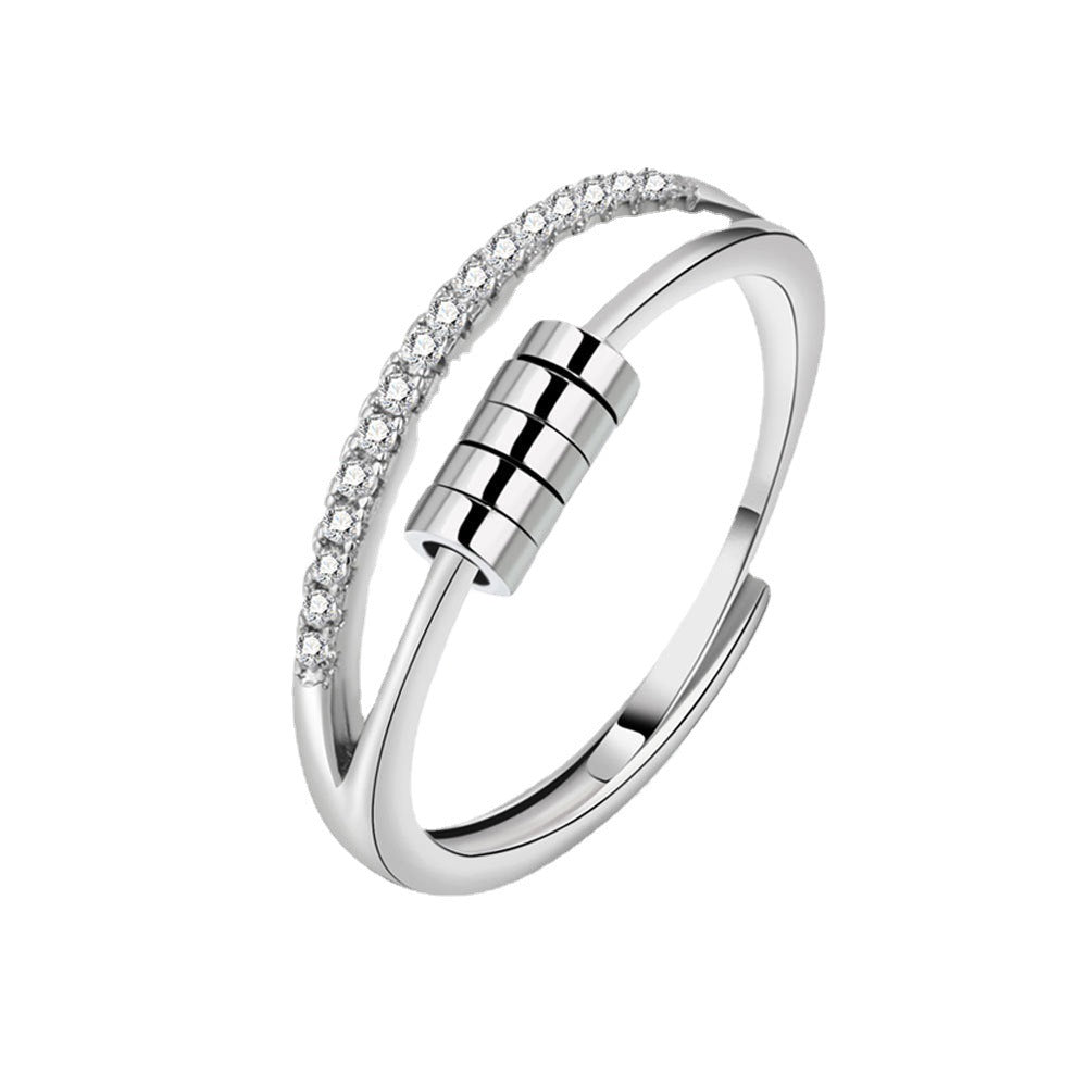 Women's Sier Anxiety Three-ring Smart Index Finger Rotating Ring