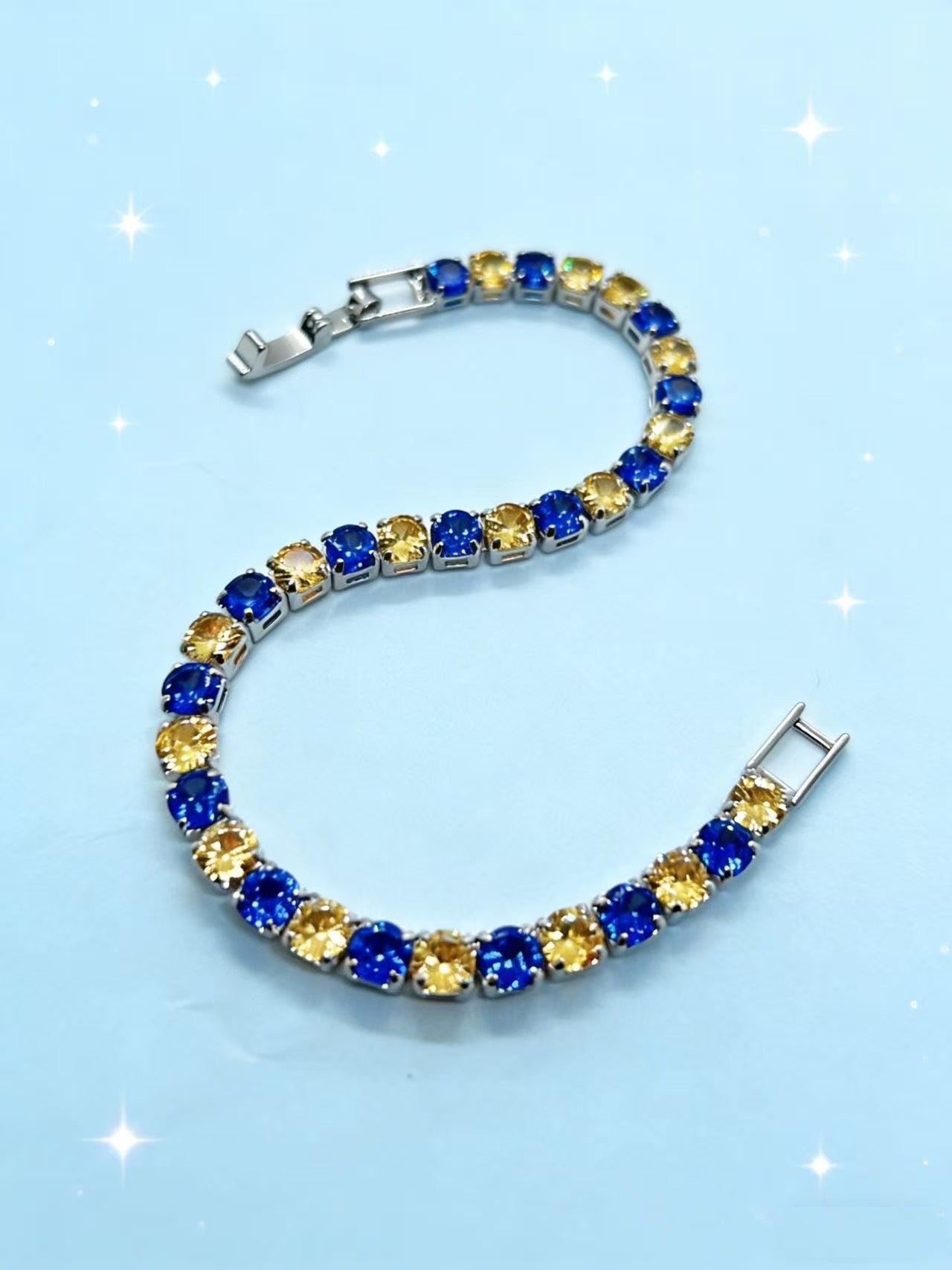 Contrast Color Full Diamond Tennis Fashion Personalized Minority Exquisite Temperament Bracelet