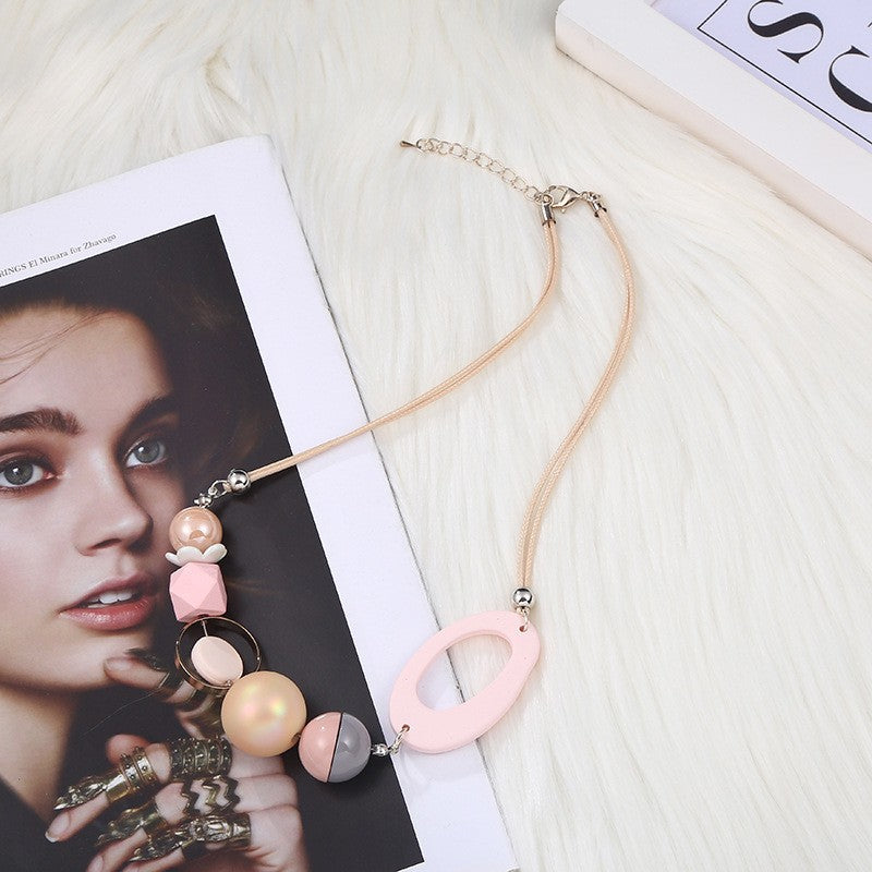 Women's Geometric Beaded Light Luxury Fashion Simple Clavicle Necklaces