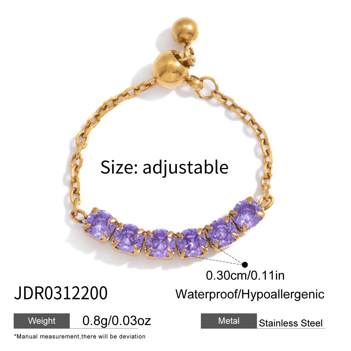 Steel Zircon Pull Adjustable Niche High-grade Ring