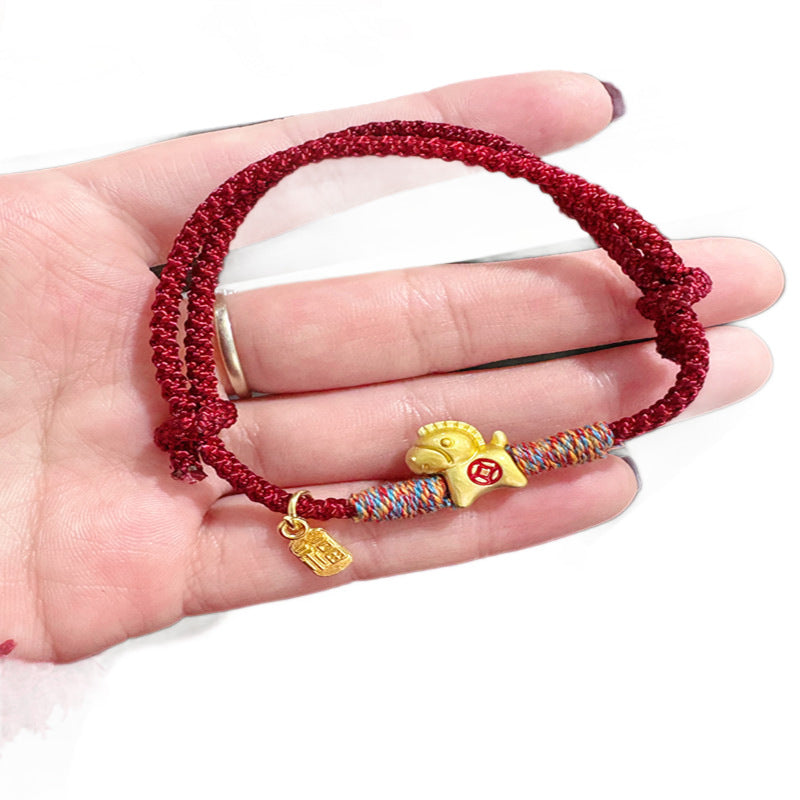 Women's & Men's Horse Rich Hand Weaving Golden Blessing Bracelet