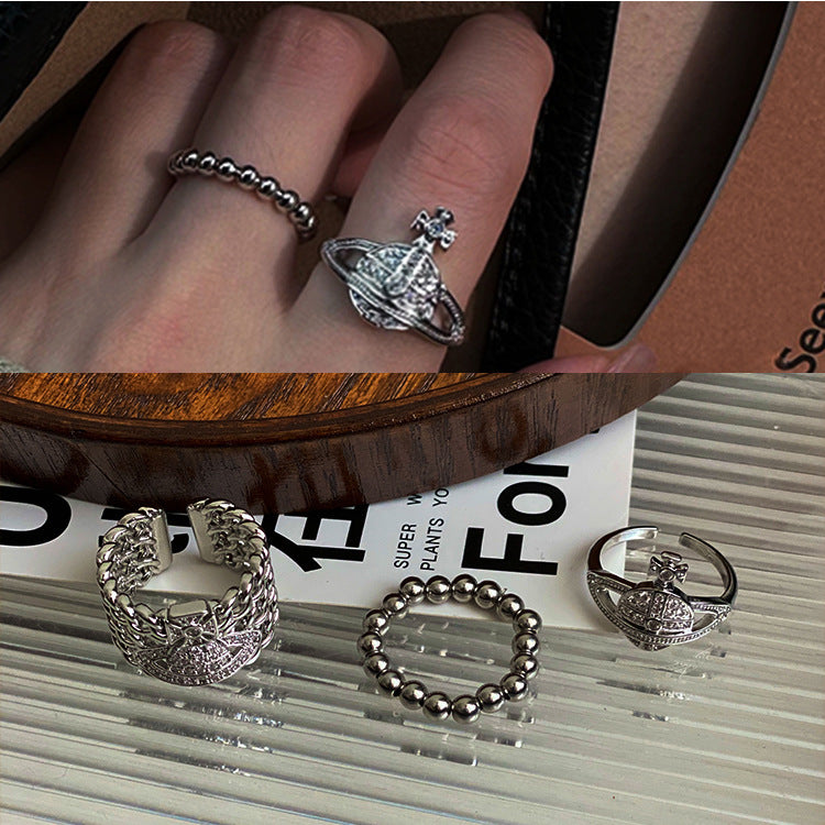 Luxury Saturn Design Open Titanium Steel Rings