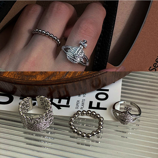 Luxury Saturn Design Open Titanium Steel Rings