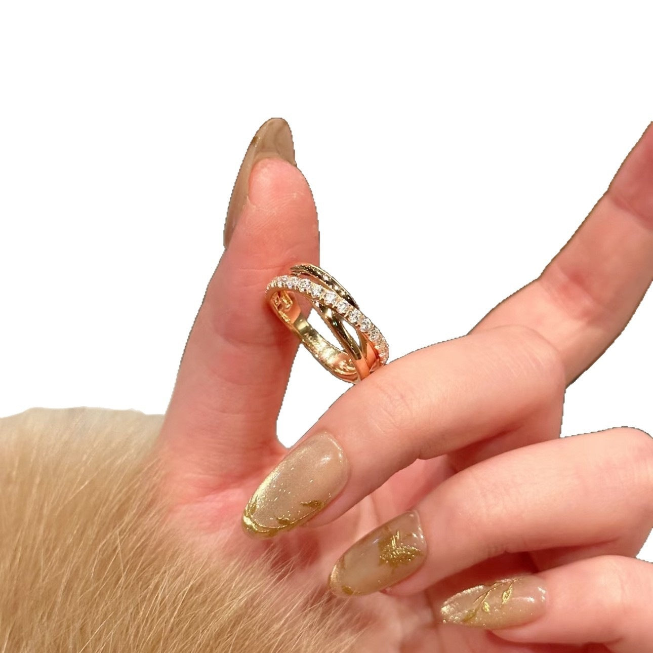 Inlaid Row Diamond Female Niche Design Fashion Personality Temperament Rings