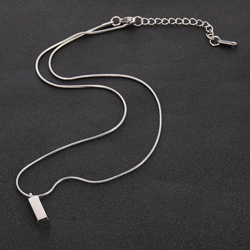 Small Bricks Clavicle Chain Brick Stainless Steel Pendants