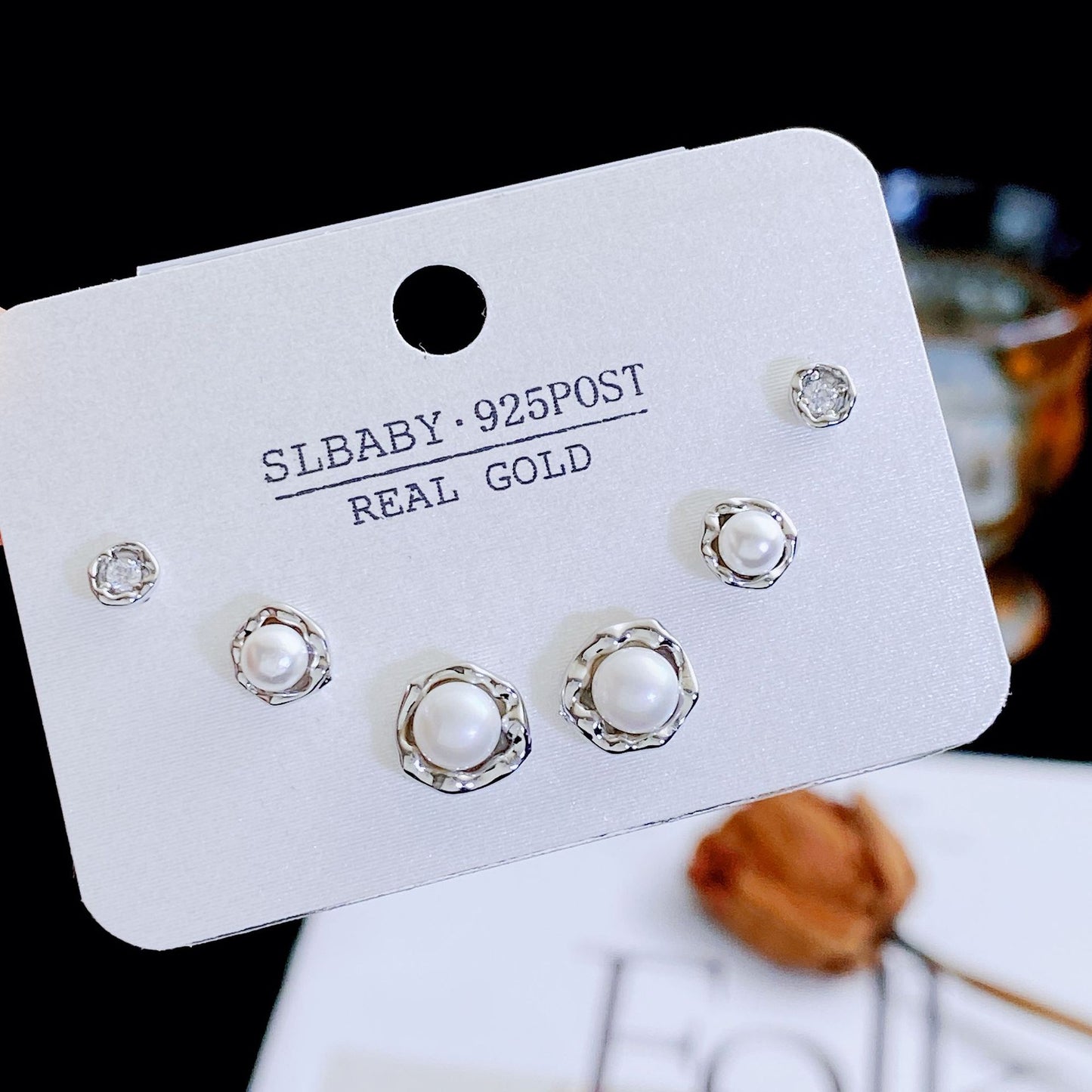 Women's Needle Simple Series Three Pairs Storage Ear Rings