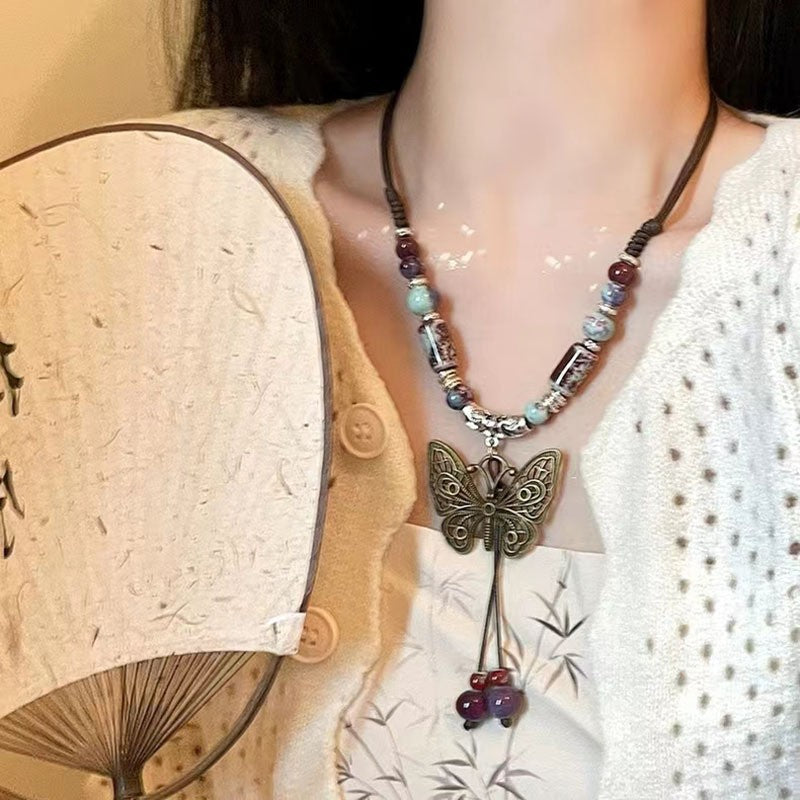 Women's Long Feather Retro Ethnic Personality Sweater Necklaces