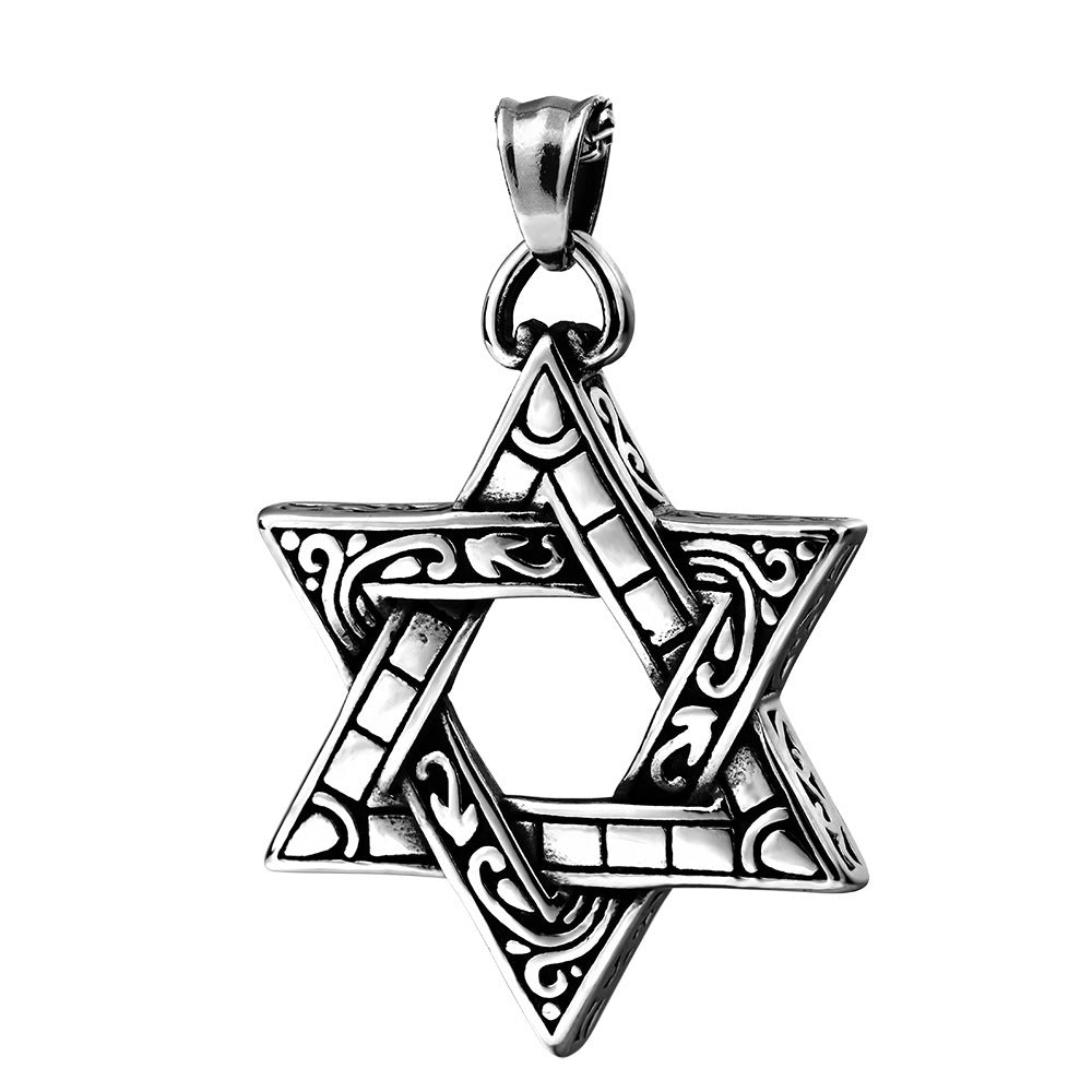 Men's Steel Six-pointed Star Vintage Stainless Hexagram Pendants