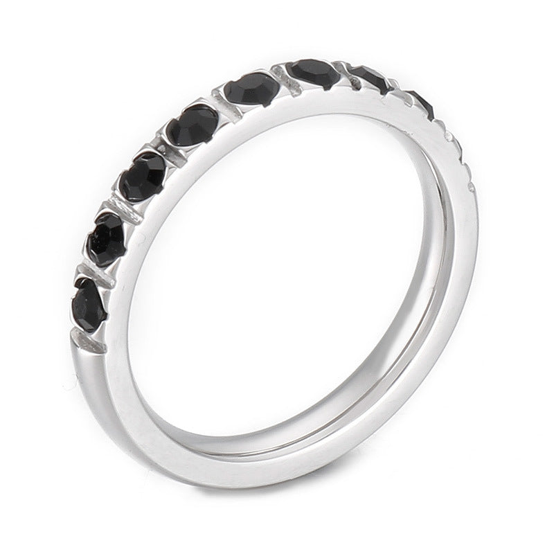 Circle Cool Contrast Color Stacked Titanium Rings